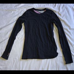 Ivivva Reversible Long Sleeve Shirt - Blue and Multi colored striped - size 14